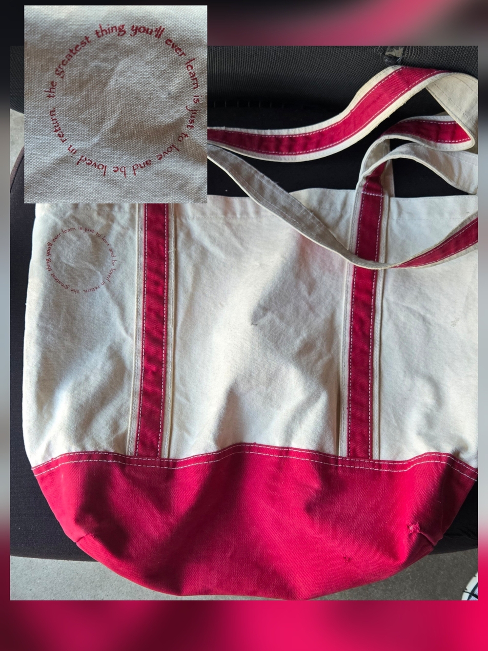 Moulin Rouge Film (LL Bean?) Open Top Boat and Tote Canvas Bag "Just To Love..."